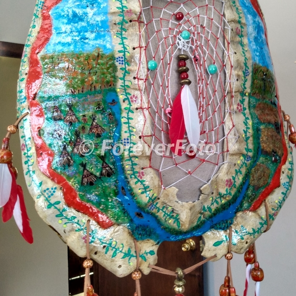 Large Hand-Painted Turtle Shell Dreamcatcher